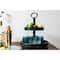 Hello Honey® 18.5" Distressed Black Wood 2-Tier Tray